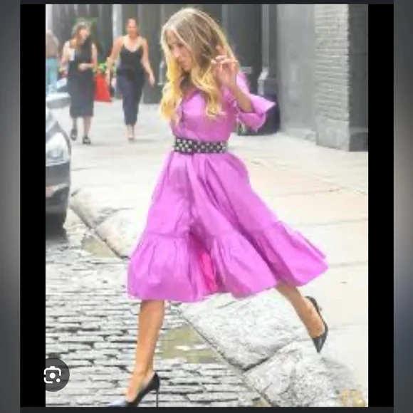 Carolina Herrera Purple Shirtdress ASO Carrie Bradshaw/SJP - Picture 1 of 16